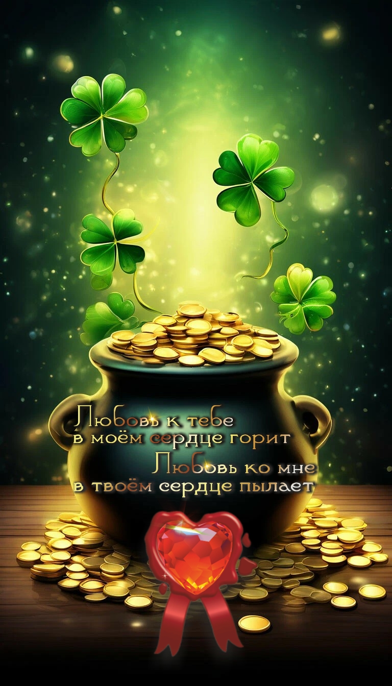 Горшочек с золотом и клевер