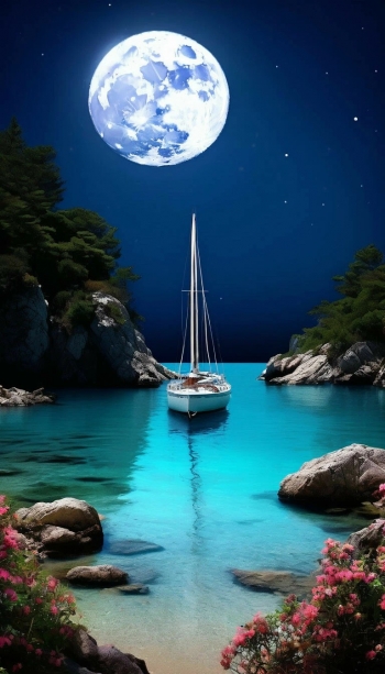 Яхта в голубой лагуне